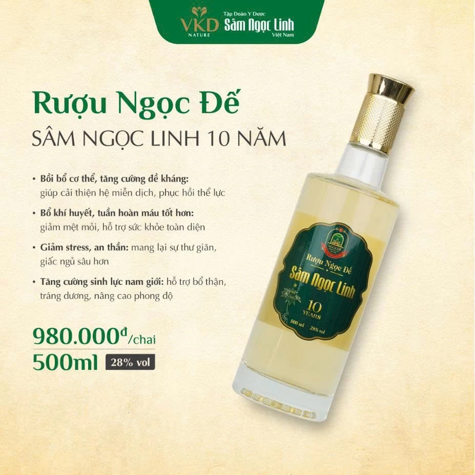 Rượu Ngọc Đế Sâm Ngọc Linh 10 năm